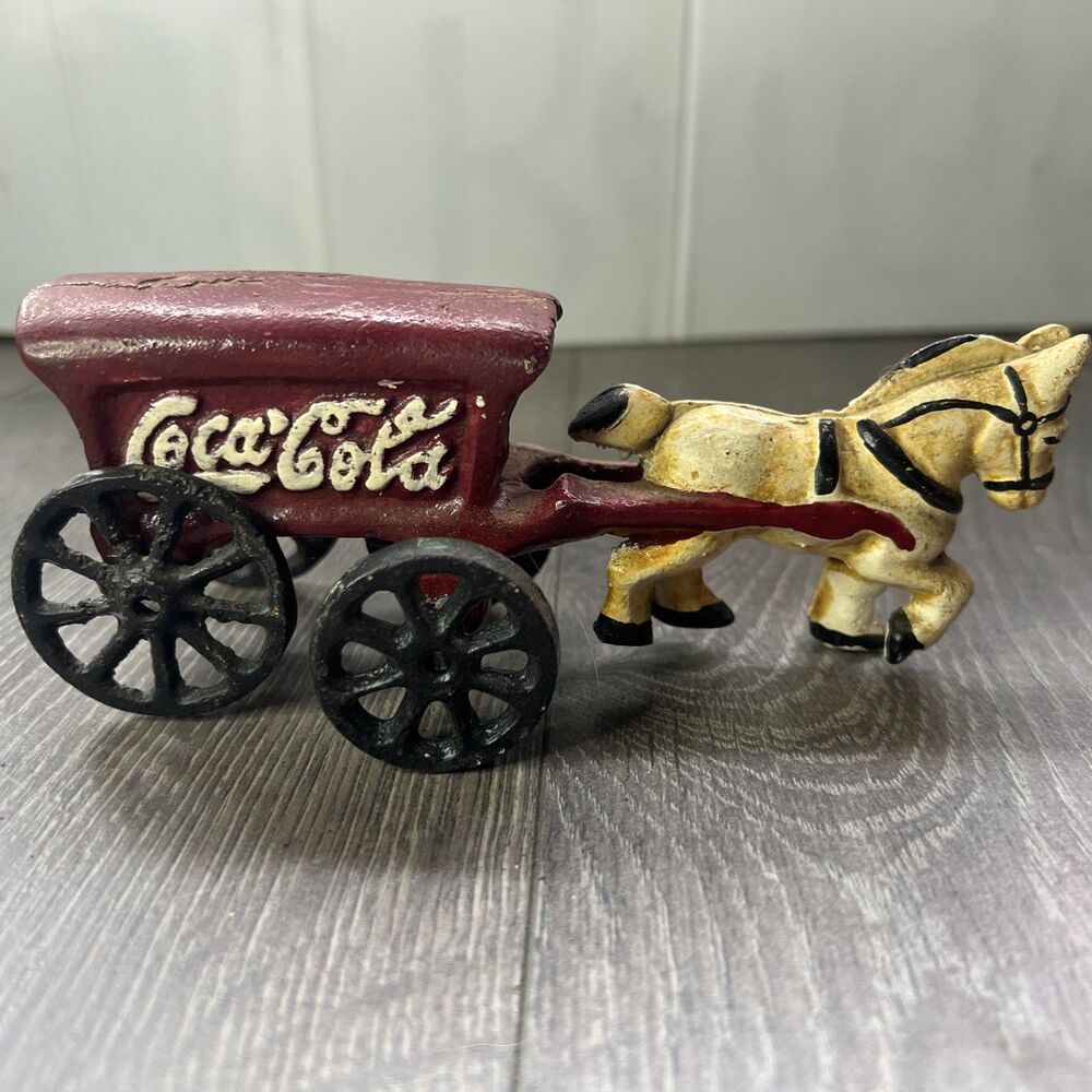 Vintage Coca cola Cast Iron Horse and Wagon Toy - Picture 3 of 5